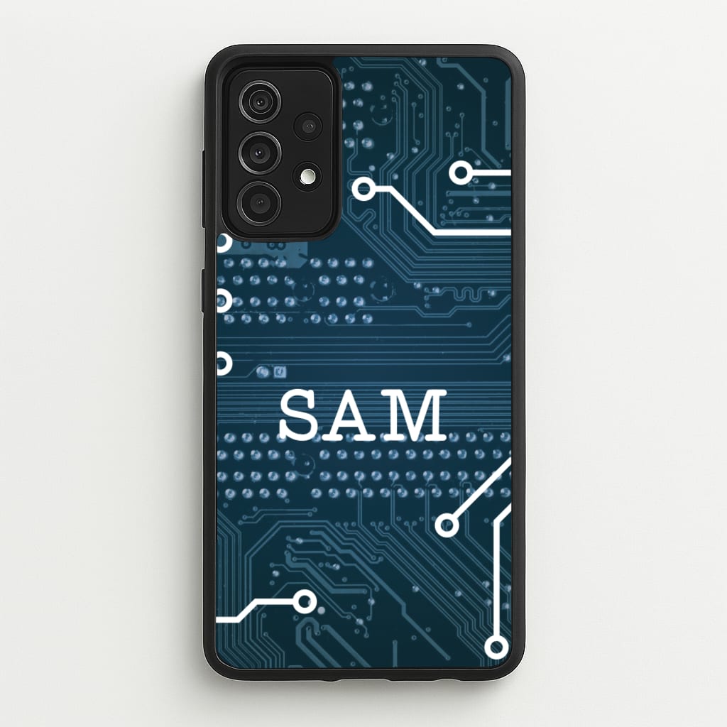Blue Circuit Board Personalised Name - Personalised Phone Case for Galaxy A52 / A52s
