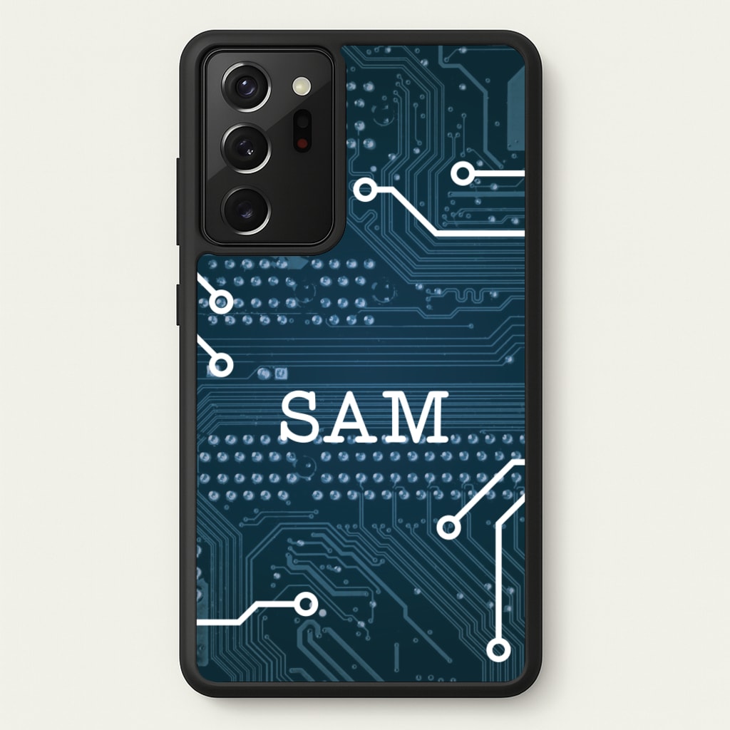 Blue Circuit Board Personalised Name - Personalised Phone Case for Galaxy Note 20 Ultra
