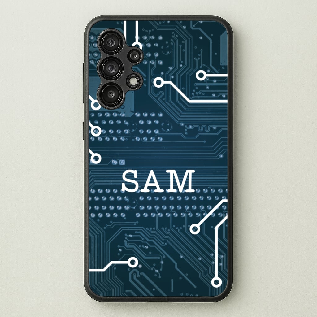 Blue Circuit Board Personalised Name - Personalised Phone Case for Galaxy A13