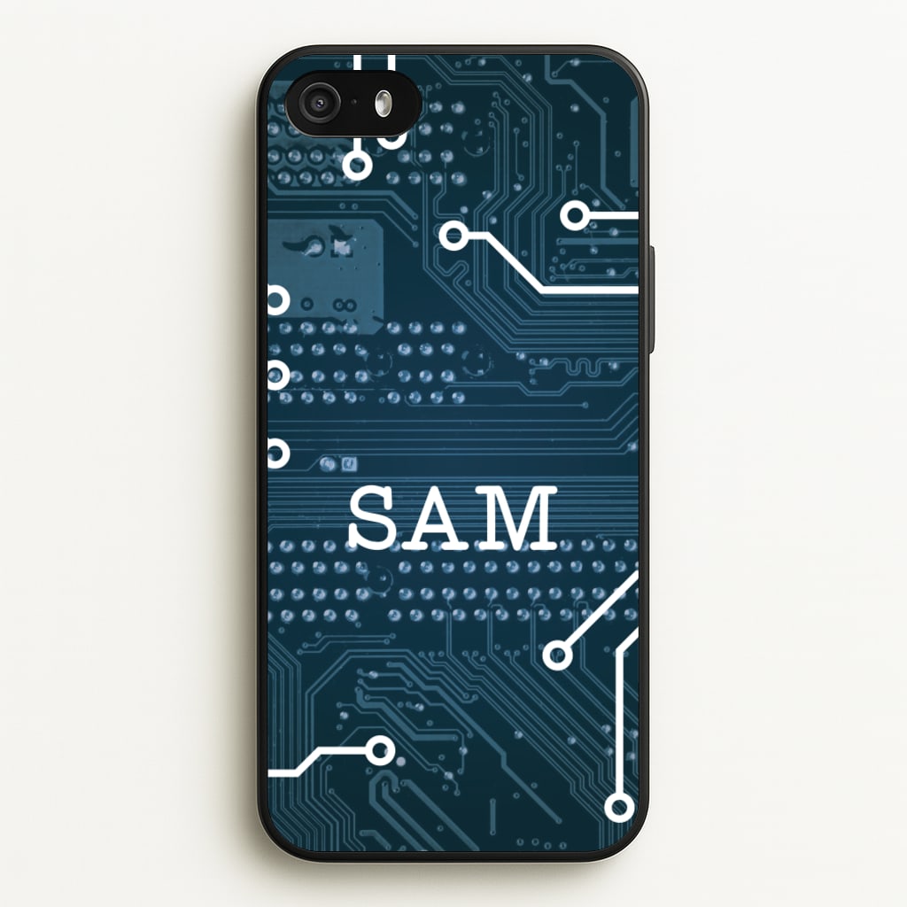 Blue Circuit Board Personalised Name - Personalised Phone Case for iPhone 5 / 5s / SE 2016