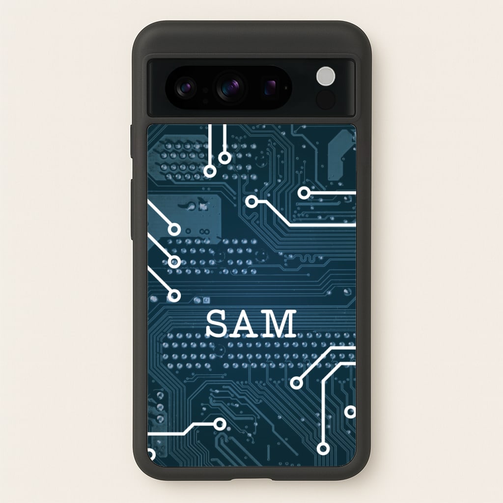 Blue Circuit Board Personalised Name - Personalised Phone Case for Google Pixel 8 Pro