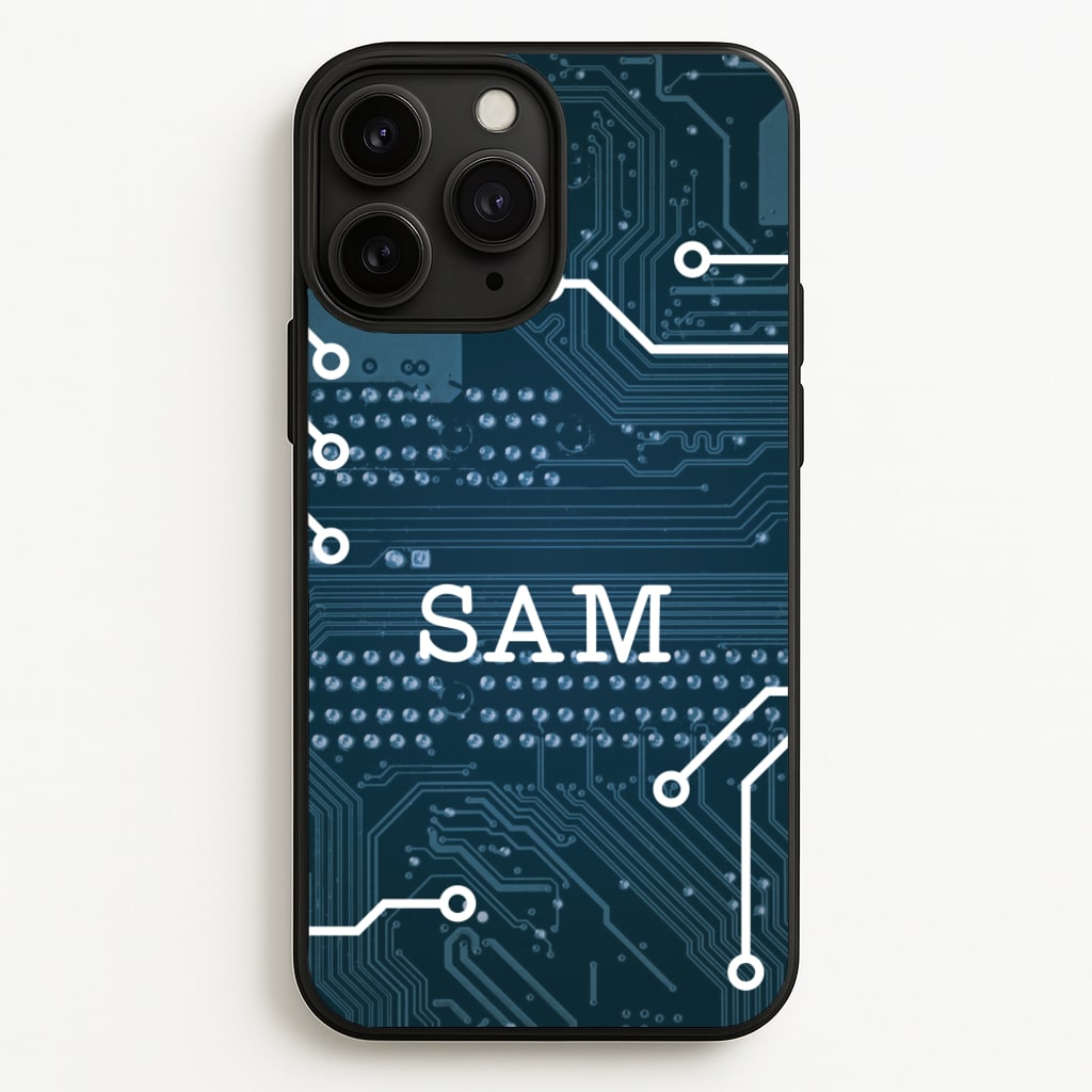 Blue Circuit Board Personalised Name - Personalised Phone Case for iPhone 11 Pro Max