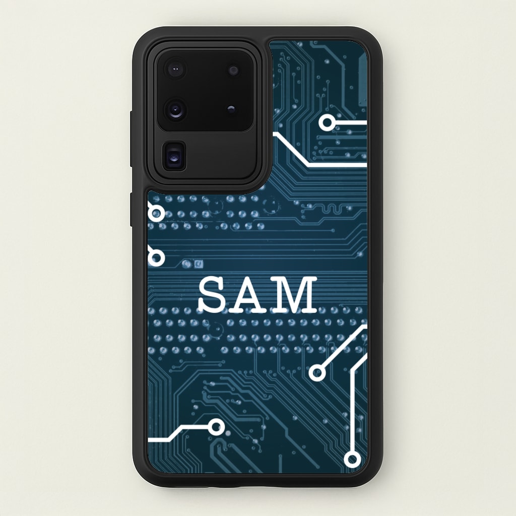 Blue Circuit Board Personalised Name - Personalised Phone Case for Galaxy S20 Ultra