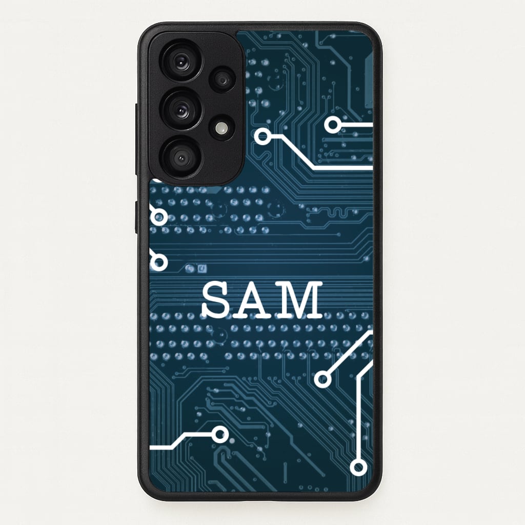 Blue Circuit Board Personalised Name - Personalised Phone Case for Galaxy A53