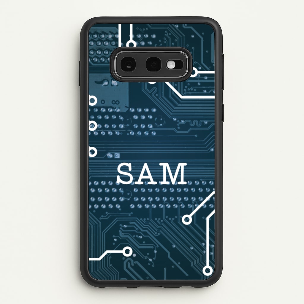 Blue Circuit Board Personalised Name - Personalised Phone Case for Galaxy S10e