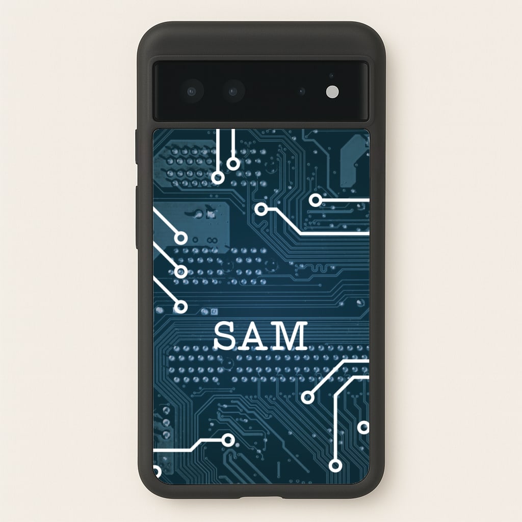 Blue Circuit Board Personalised Name - Personalised Phone Case for Google Pixel 6