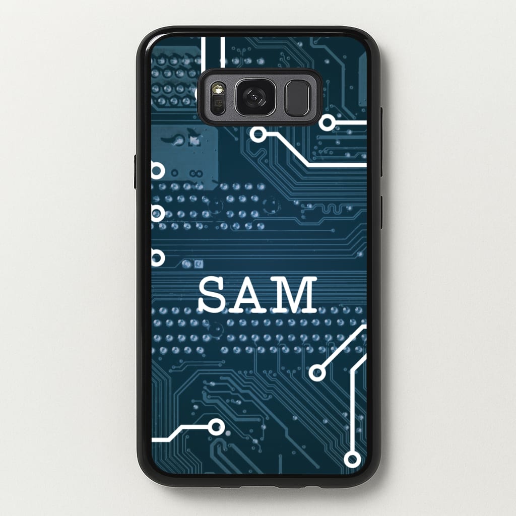 Blue Circuit Board Personalised Name - Personalised Phone Case for Galaxy S8