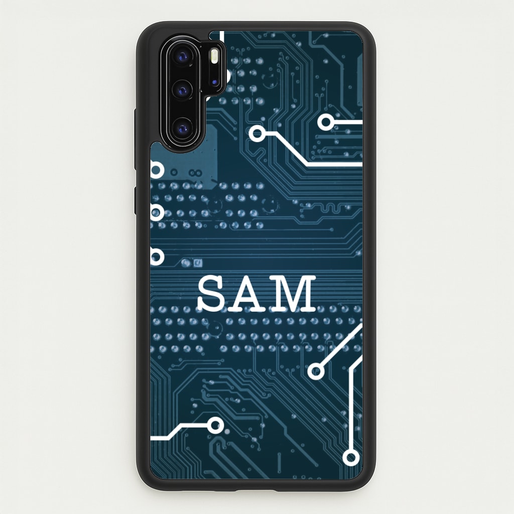 Blue Circuit Board Personalised Name - Personalised Phone Case for Huawei P30 Pro