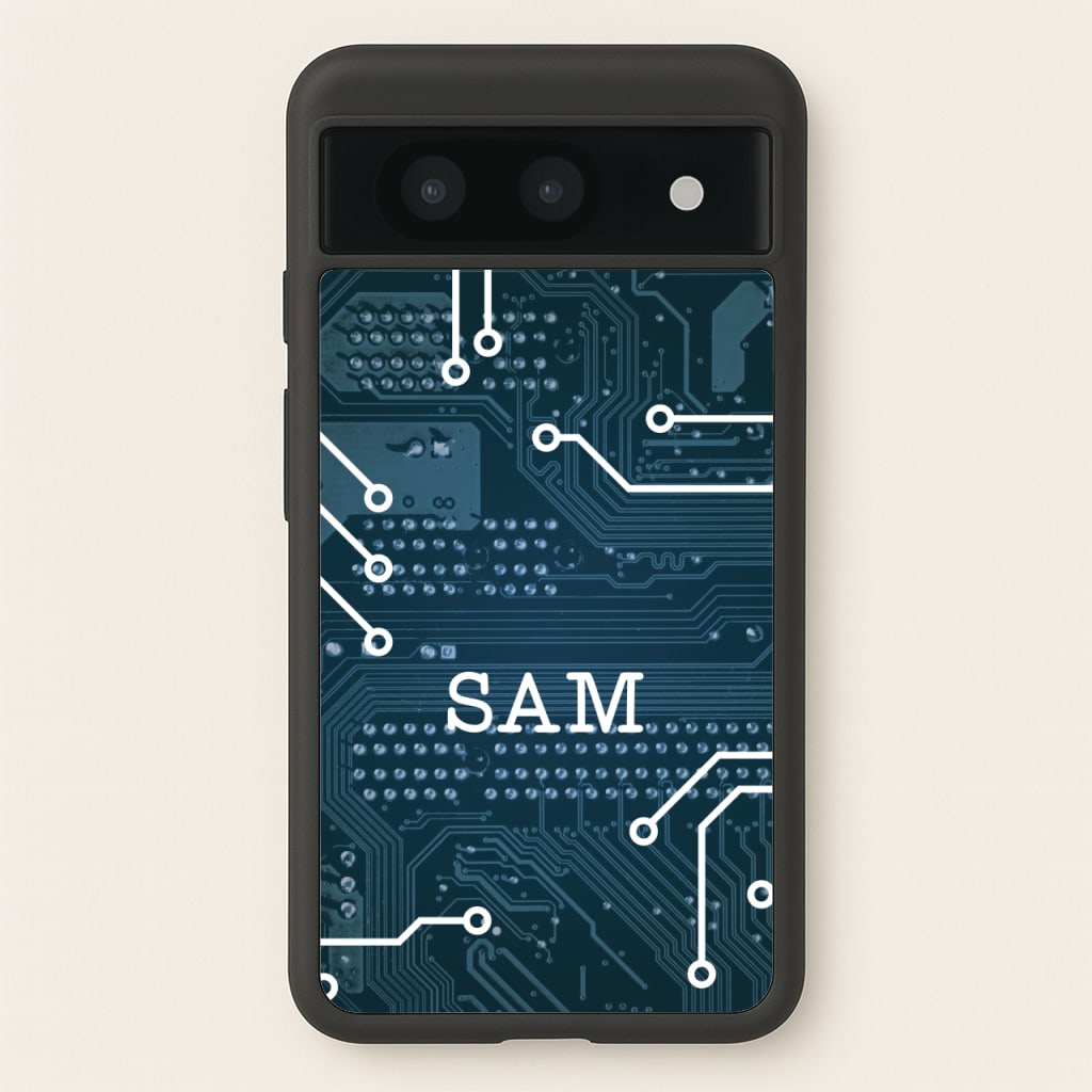Blue Circuit Board Personalised Name - Personalised Phone Case for Google Pixel 8a