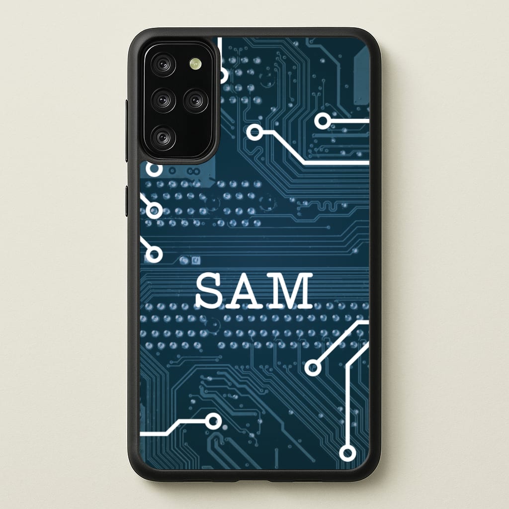Blue Circuit Board Personalised Name - Personalised Phone Case for Galaxy S20 Plus