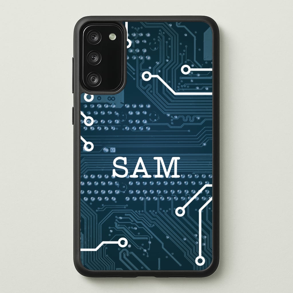 Blue Circuit Board Personalised Name - Personalised Phone Case for Galaxy S20