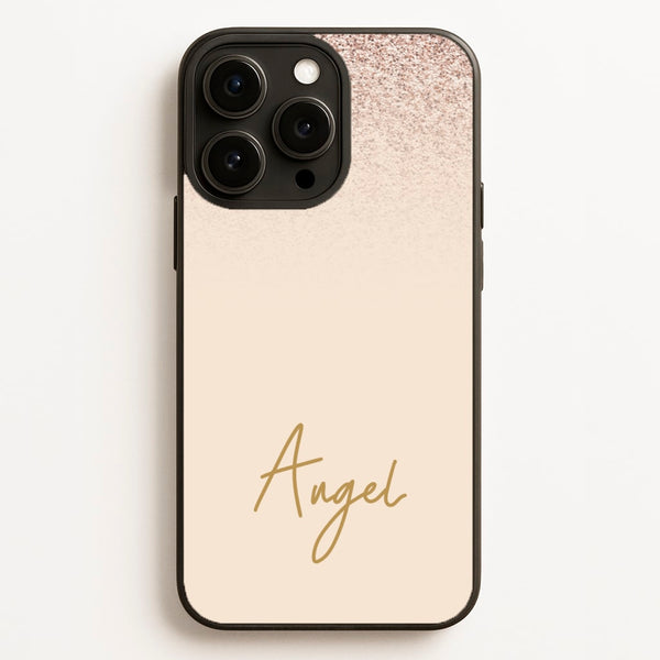 Peach Glitter Personalised Name - Personalised Phone Case for iPhone 16 Pro Max