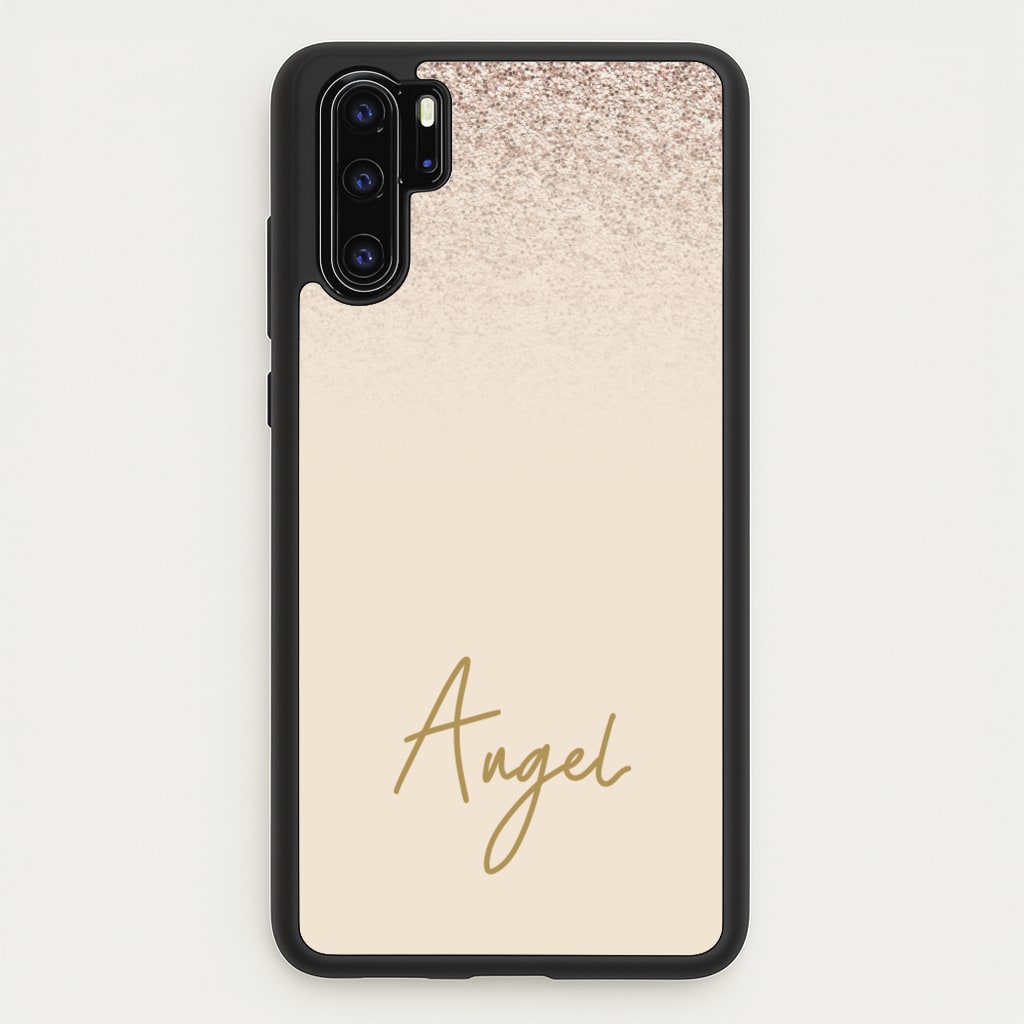 Peach Glitter Personalised Name - Personalised Phone Case for Huawei P30 Pro