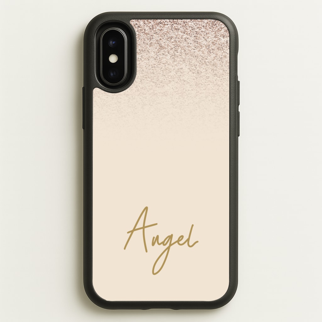 Peach Glitter Personalised Name - Personalised Phone Case for iPhone X / XS