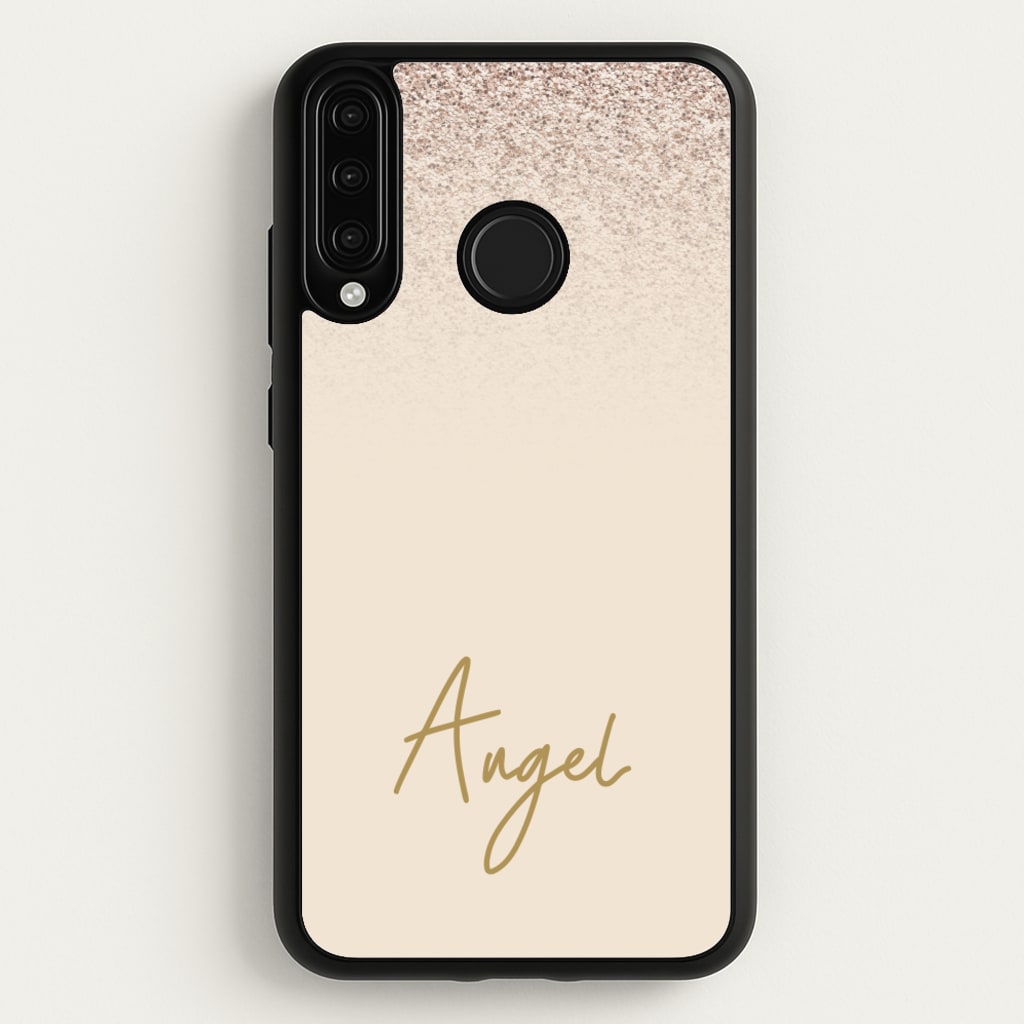 Peach Glitter Personalised Name - Personalised Phone Case for Huawei P30 Lite
