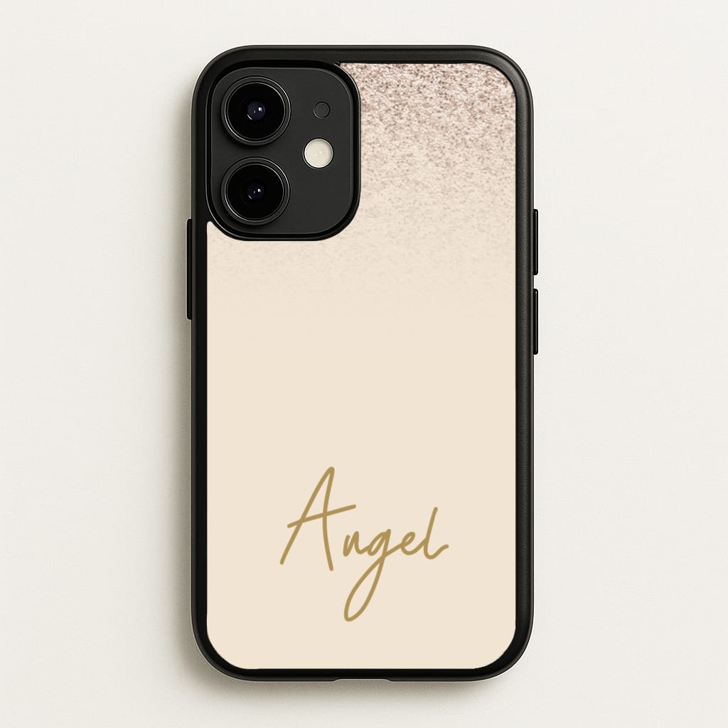 Peach Glitter Personalised Name - Personalised Phone Case for iPhone 12 Mini