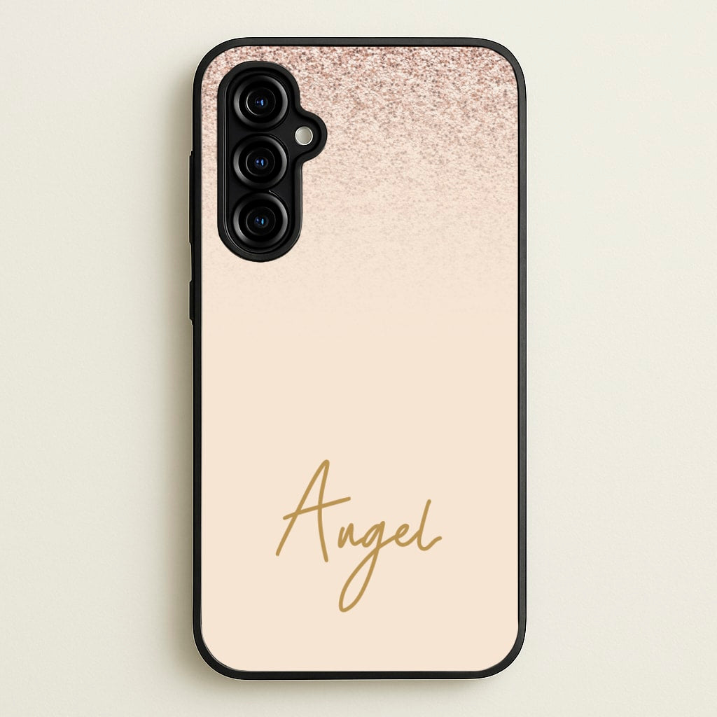Peach Glitter Personalised Name - Personalised Phone Case for Galaxy A54