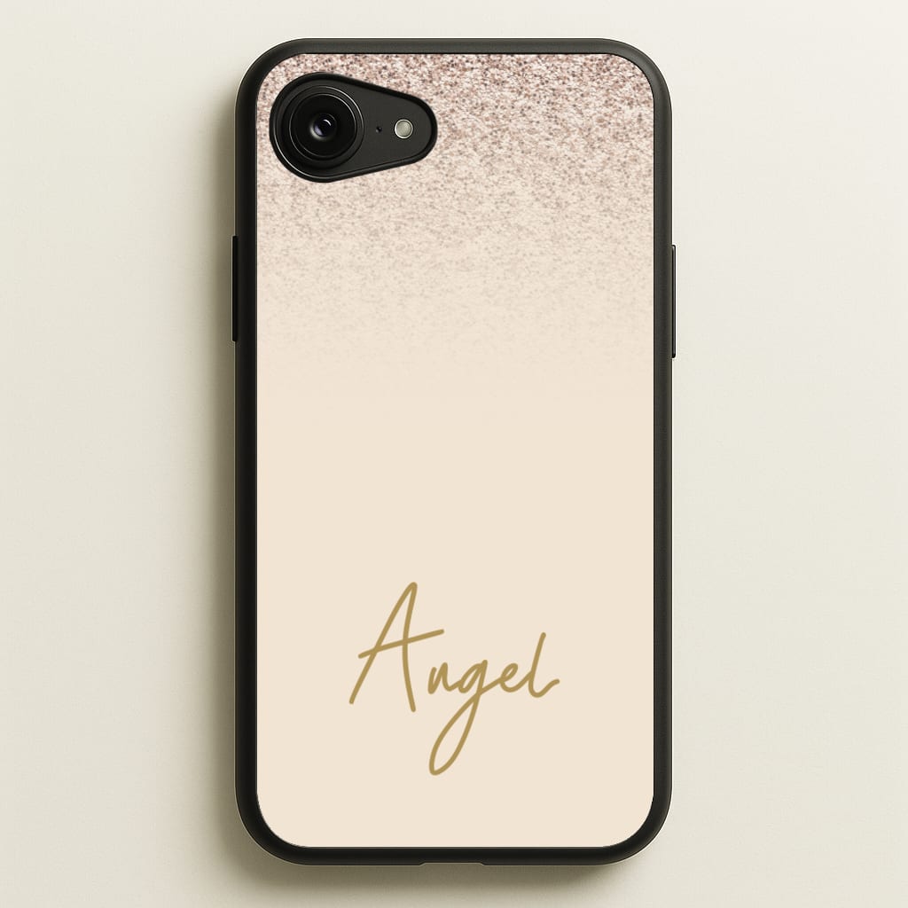 Peach Glitter Personalised Name - Personalised Phone Case for iPhone 16e