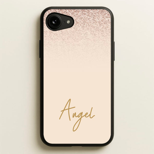 Peach Glitter Personalised Name - Personalised Phone Case for iPhone 16e