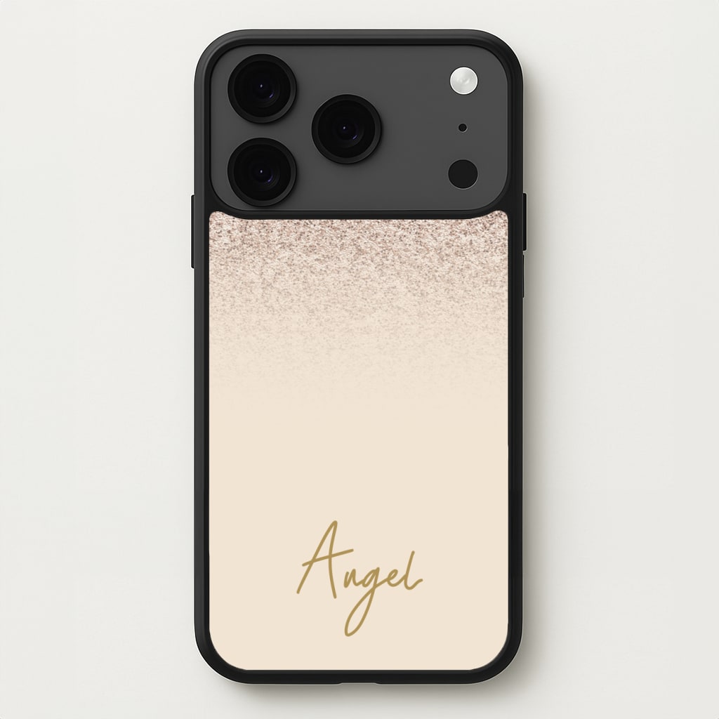 Peach Glitter Personalised Name Phone Case for iPhone 17 Pro