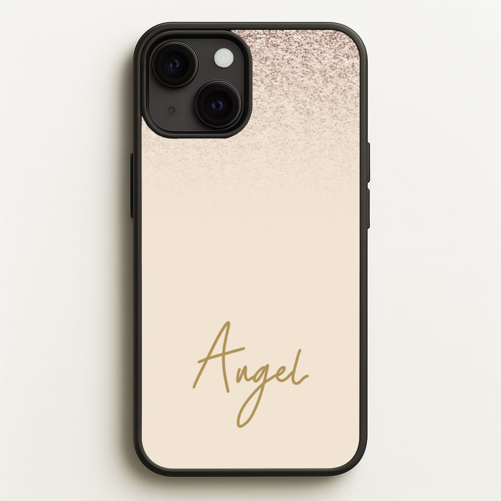 Peach Glitter Personalised Name - Personalised Phone Case for iPhone 13 Mini