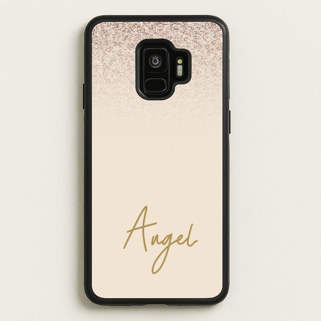 Peach Glitter Personalised Name - Personalised Phone Case for Galaxy S9