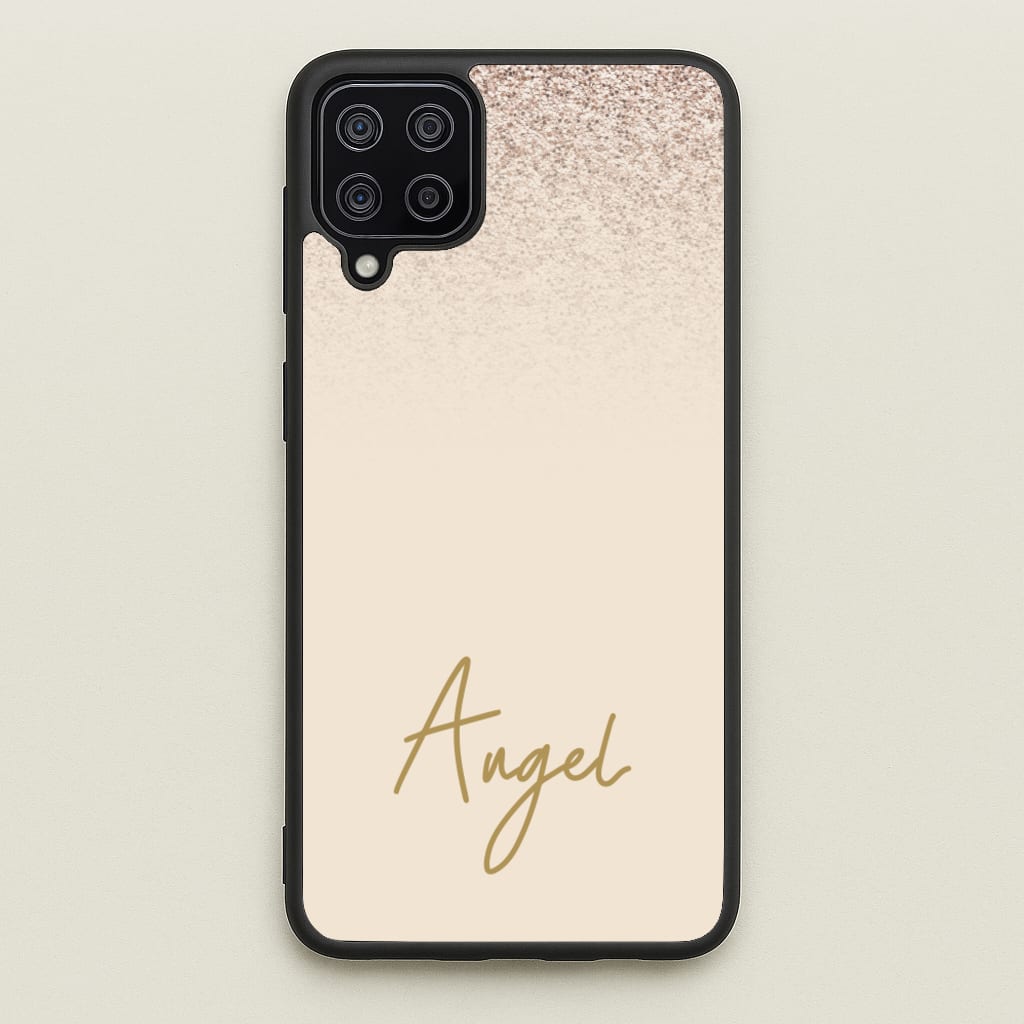 Peach Glitter Personalised Name - Personalised Phone Case for Galaxy A12