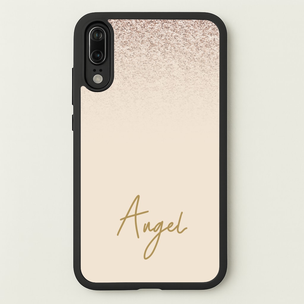 Peach Glitter Personalised Name - Personalised Phone Case for Huawei P20