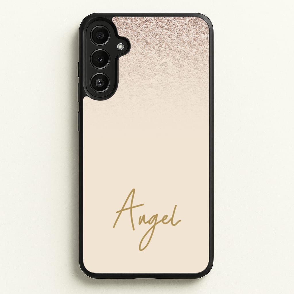 Peach Glitter Personalised Name - Personalised Phone Case for Galaxy A34