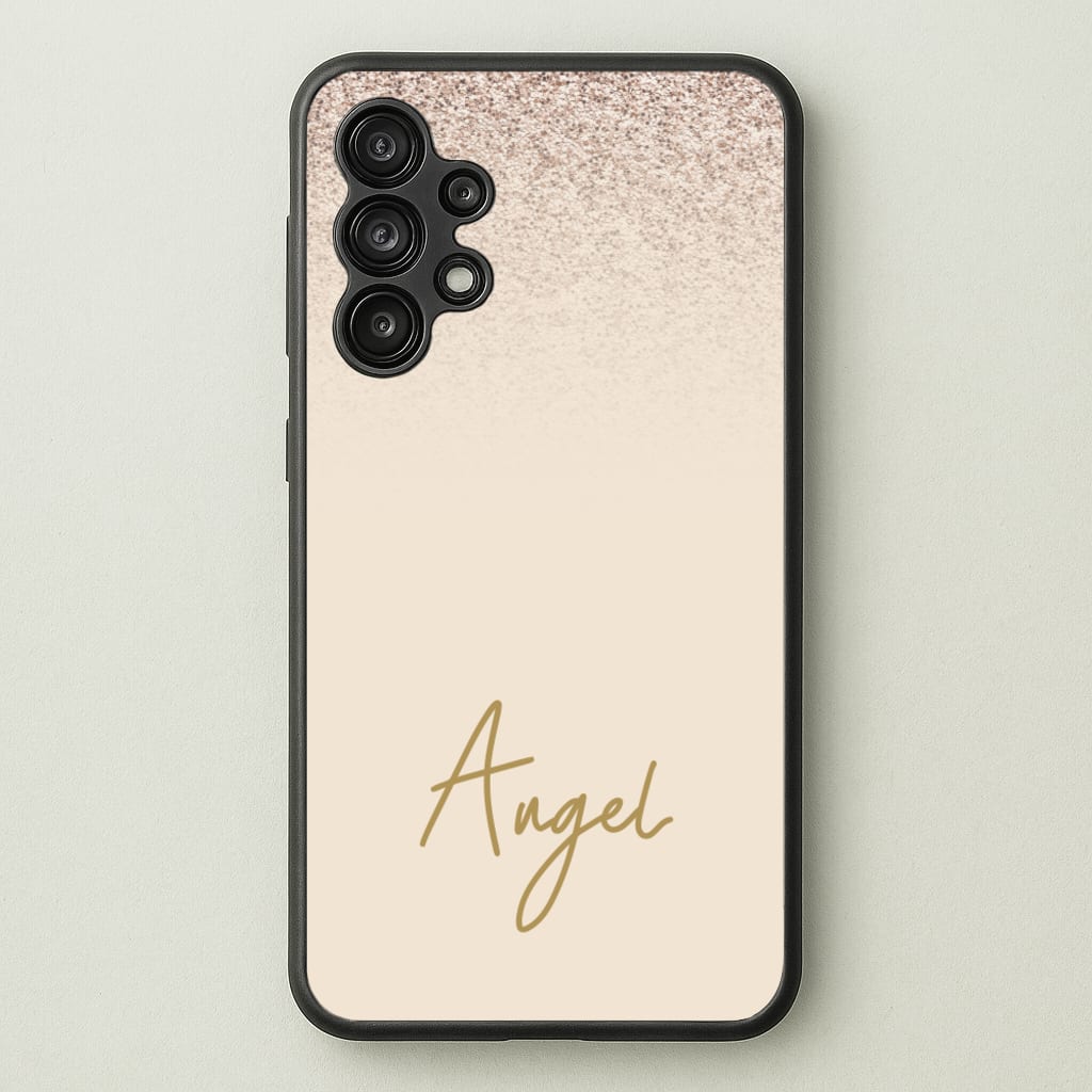 Peach Glitter Personalised Name - Personalised Phone Case for Galaxy A13