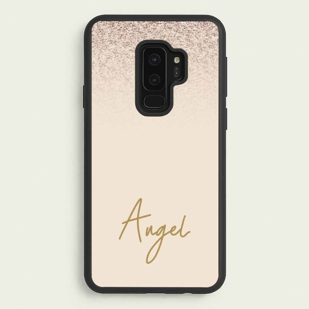 Peach Glitter Personalised Name - Personalised Phone Case for Galaxy S9 Plus