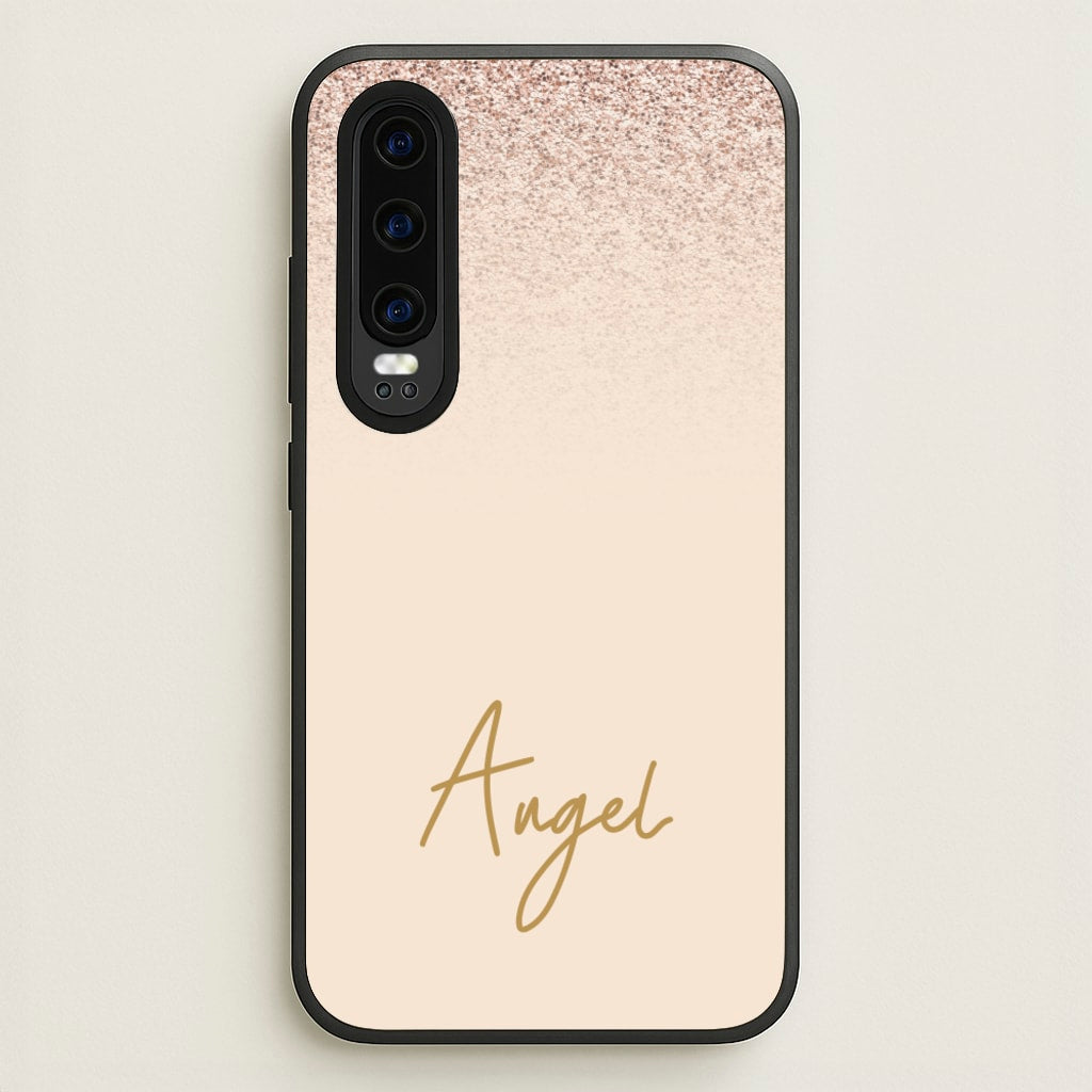 Peach Glitter Personalised Name - Personalised Phone Case for Huawei P30