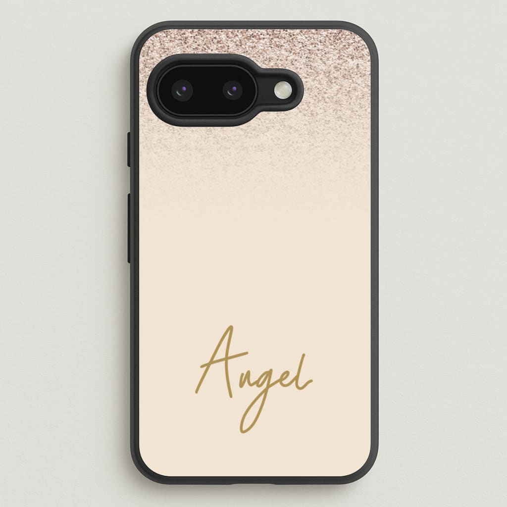 Peach Glitter Personalised Name - Personalised Phone Case for Google Pixel 9a