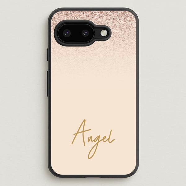 Peach Glitter Personalised Name - Personalised Phone Case for Google Pixel 9a