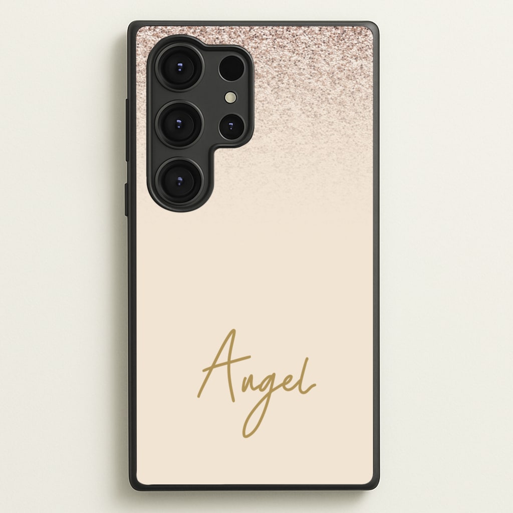 Peach Glitter Personalised Name - Personalised Phone Case for Galaxy S25 Ultra