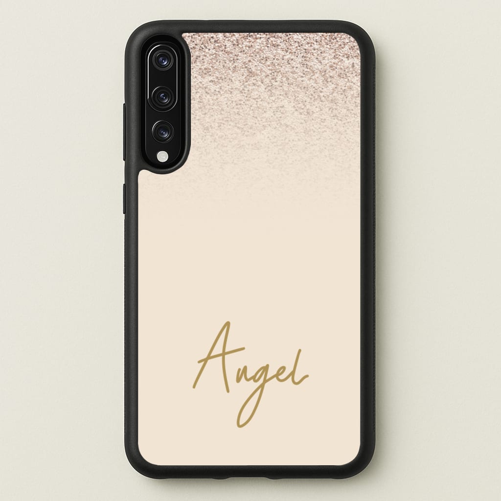 Peach Glitter Personalised Name - Personalised Phone Case for Huawei P20 Pro