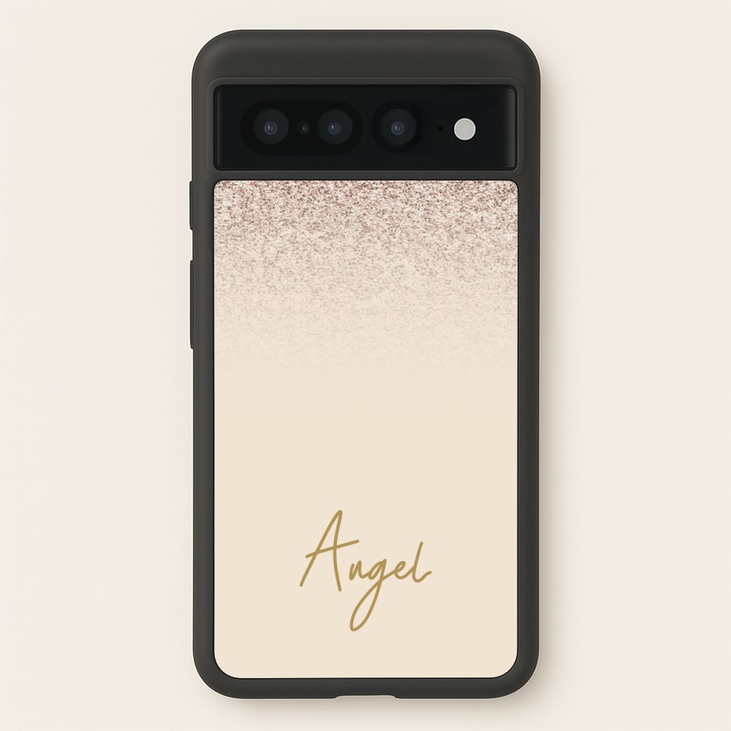 Peach Glitter Personalised Name - Personalised Phone Case for Google Pixel 7 Pro