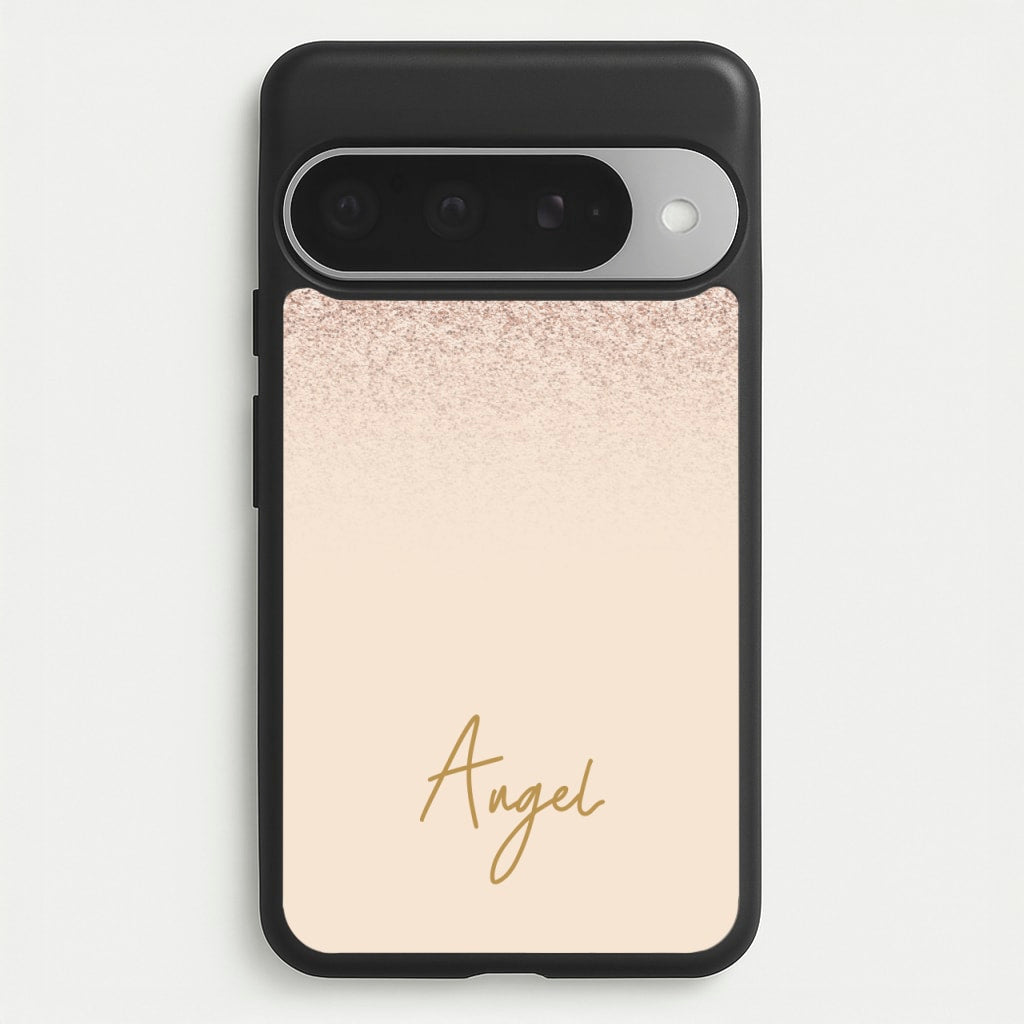 Peach Glitter Personalised Name Phone Case for Google Pixel 10 Pro XL