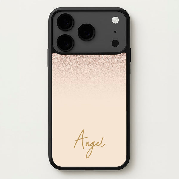 Peach Glitter Personalised Name Phone Case for iPhone 17 Pro Max