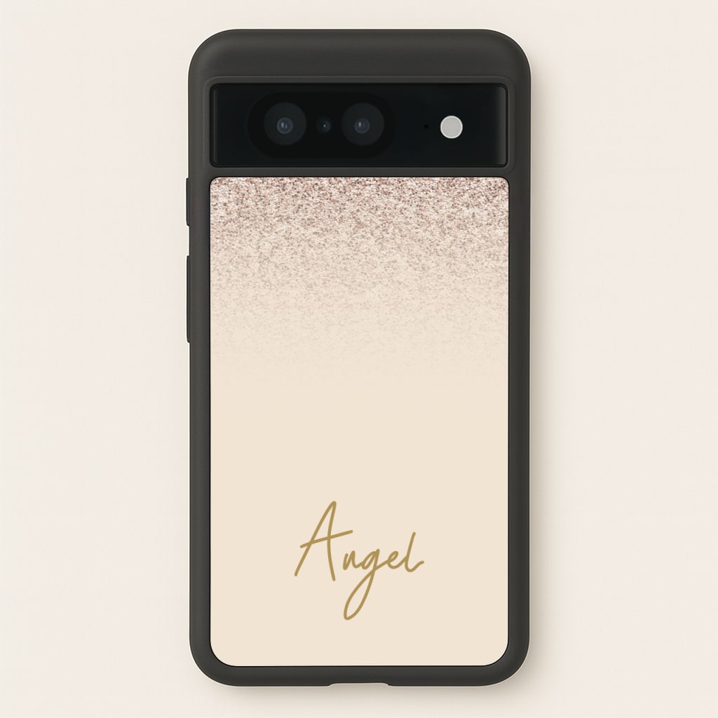 Peach Glitter Personalised Name - Personalised Phone Case for Google Pixel 8