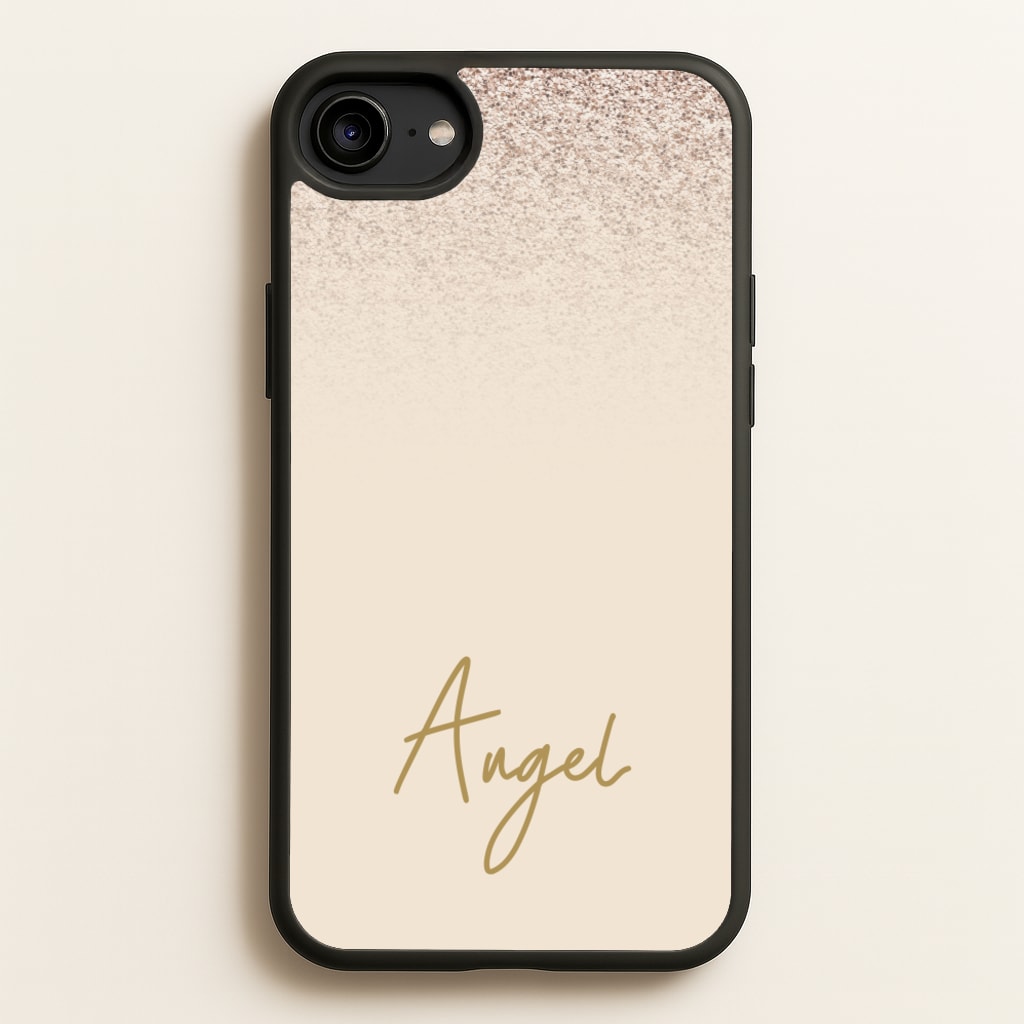 Peach Glitter Personalised Name - Personalised Phone Case for iPhone 6 / 7 / 8 / SE