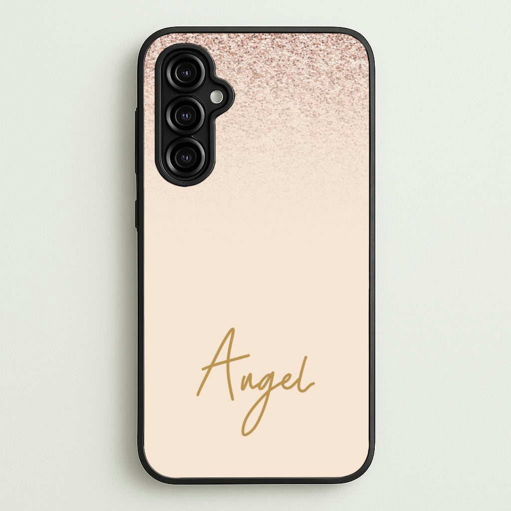Peach Glitter Personalised Name - Personalised Phone Case for Galaxy A14
