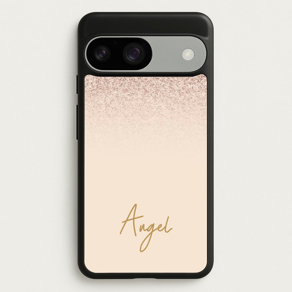 Peach Glitter Personalised Name - Personalised Phone Case for Google Pixel 9 / 9 Pro