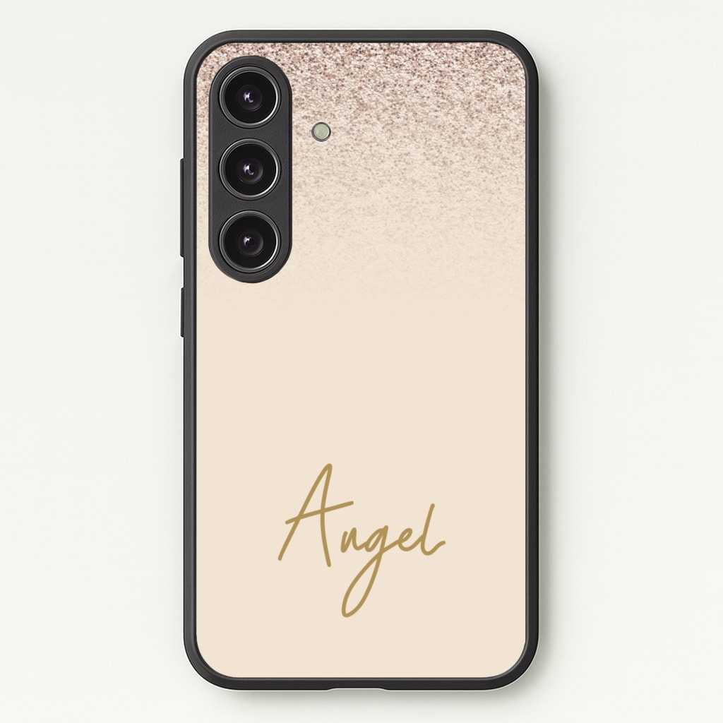 Peach Glitter Personalised Name - Personalised Phone Case for Galaxy S25