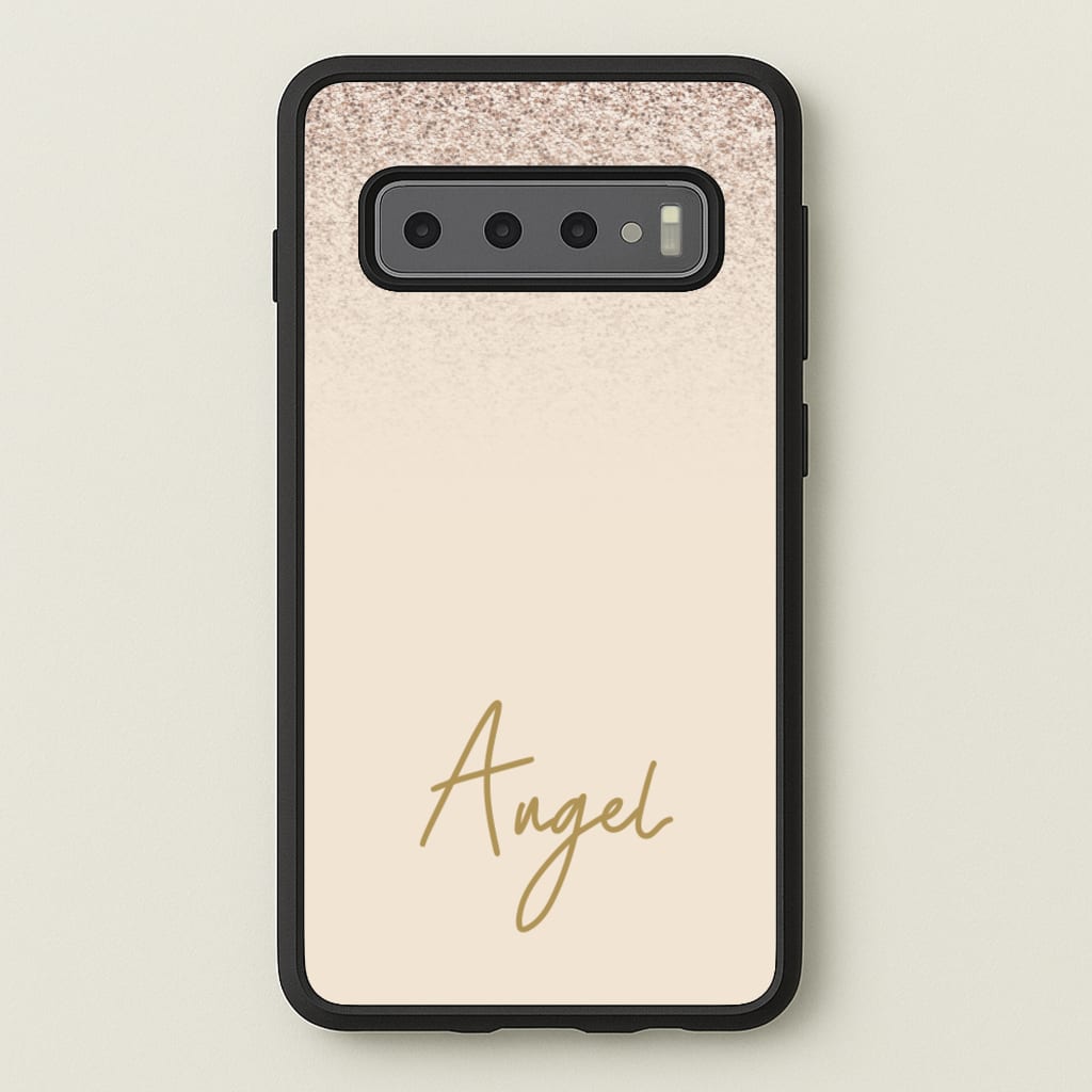 Peach Glitter Personalised Name - Personalised Phone Case for Galaxy S10