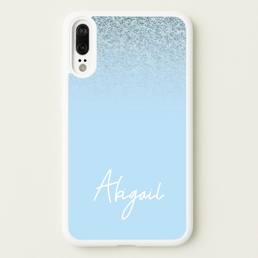 Blue Glitter Personalised Name - Personalised Phone Case for Huawei P20