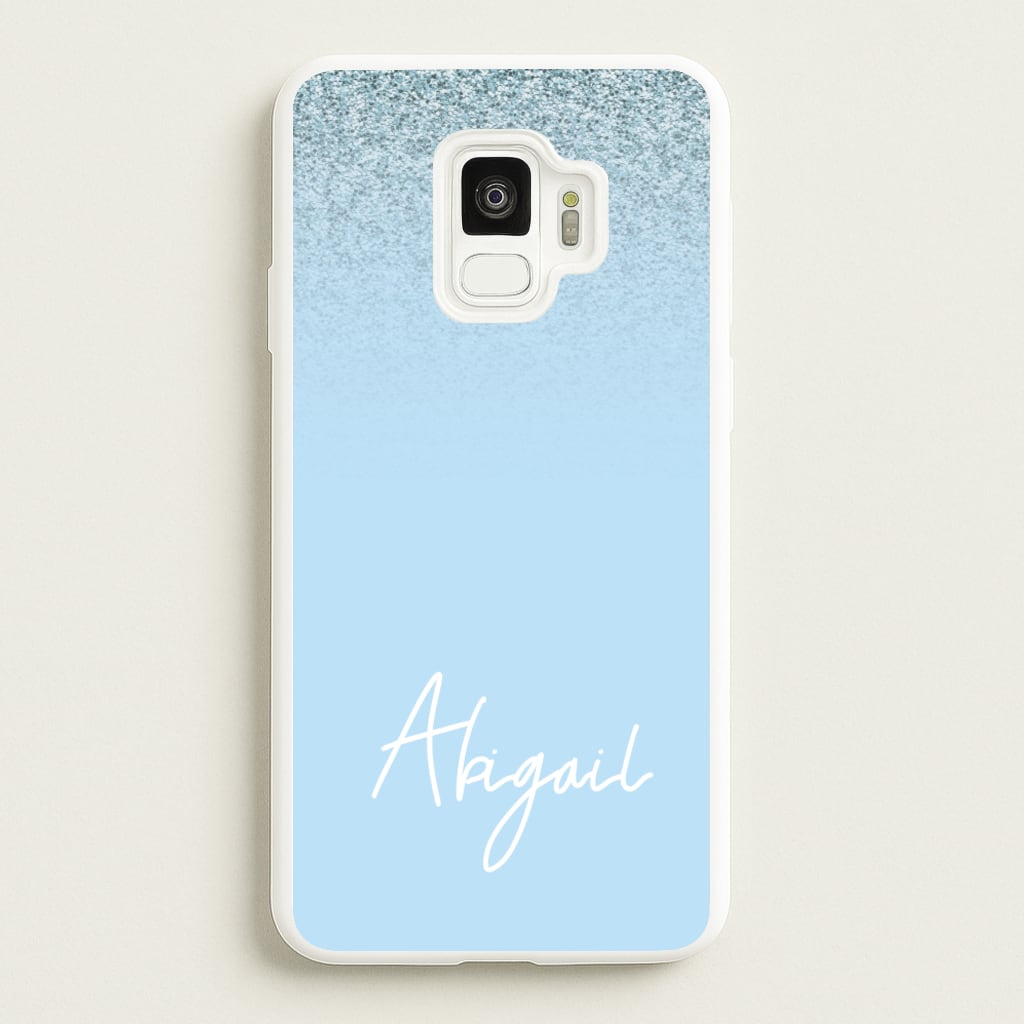 Blue Glitter Personalised Name - Personalised Phone Case for Galaxy S9