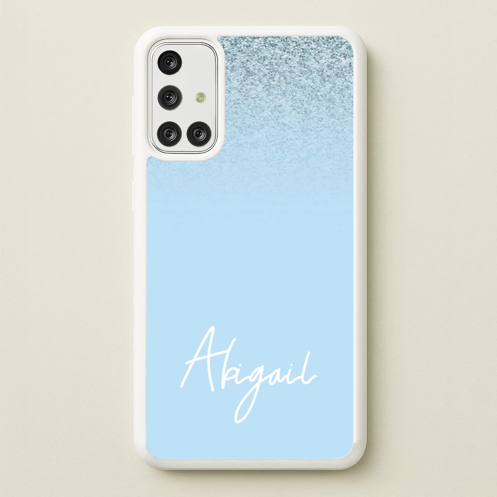 Blue Glitter Personalised Name - Personalised Phone Case for Galaxy A71
