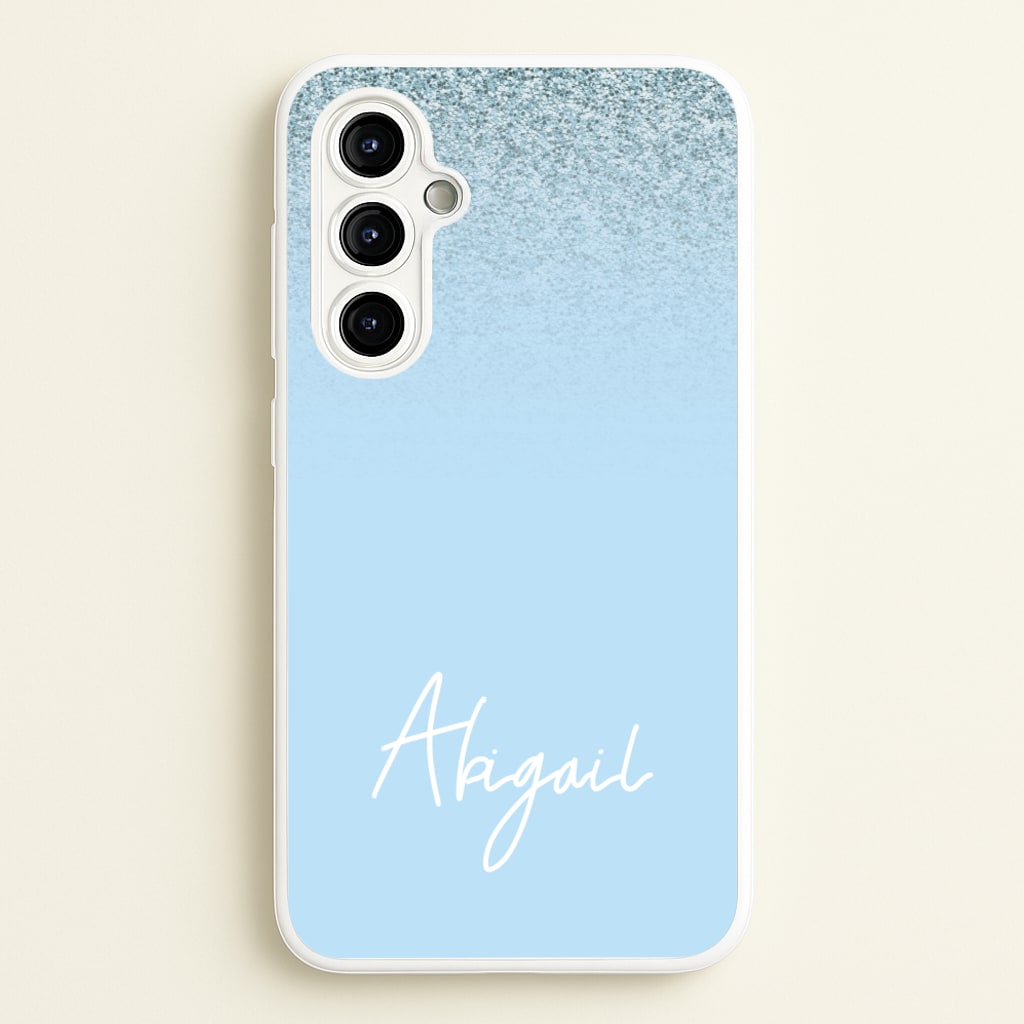 Blue Glitter Personalised Name - Personalised Phone Case for Galaxy A54