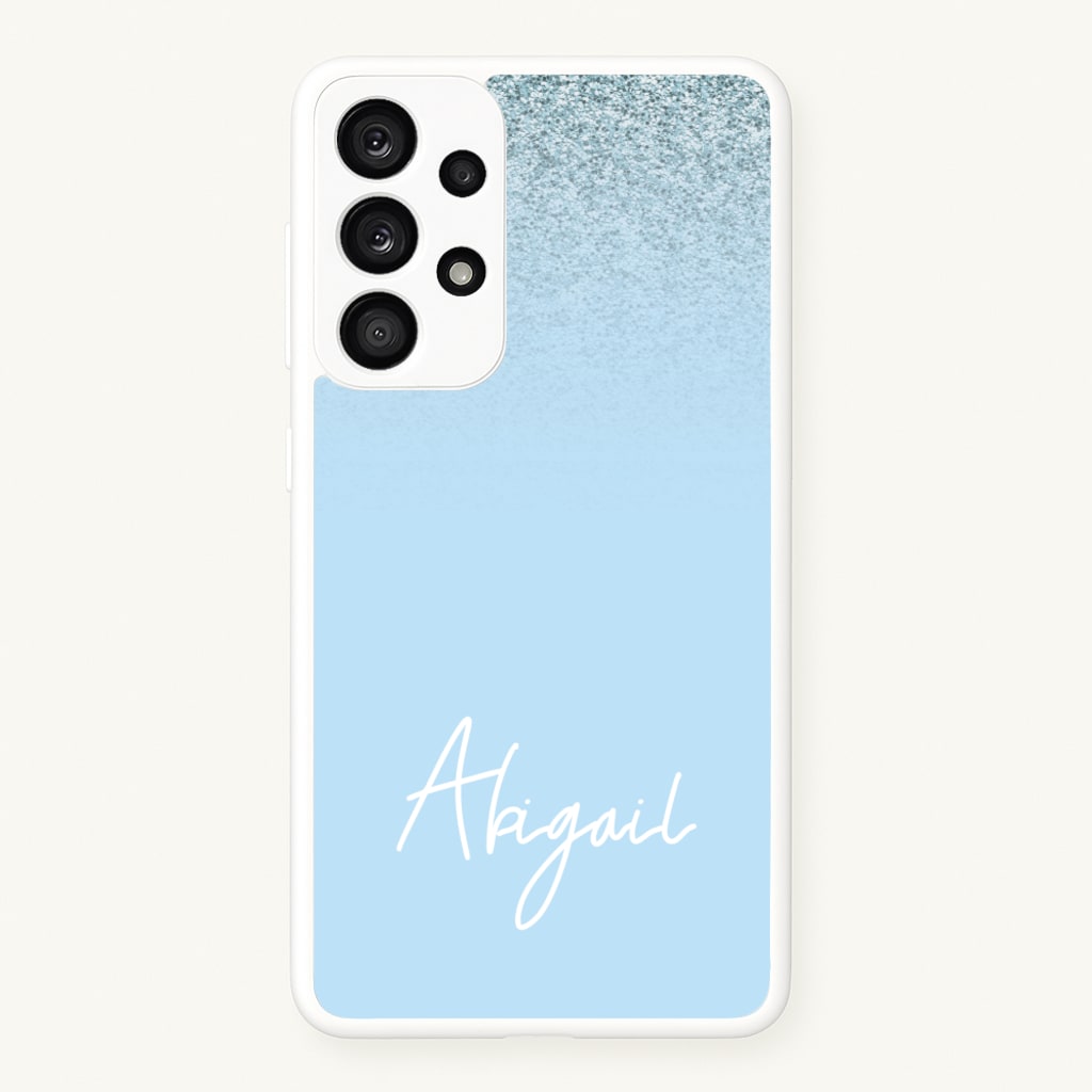 Blue Glitter Personalised Name - Personalised Phone Case for Galaxy A53